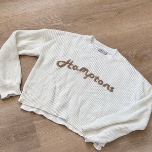 Sincerely Jules White and Brown Crew Neck Sweater